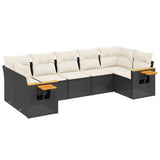vidaXL 7-Piece Lounge Set with Cushions Poly Rattan Black