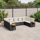 vidaXL 9-delige Loungeset met kussens poly rattan zwart
