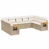 vidaXL 9-delige Loungeset met kussens poly rattan zwart