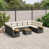 vidaXL 9-delige Loungeset met kussens poly rattan zwart