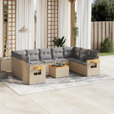 vidaXL 9-delige Loungeset met kussens poly rattan zwart