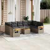 vidaXL 9-delige Loungeset met kussens poly rattan zwart