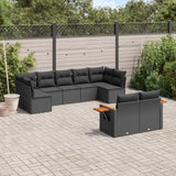 vidaXL 9-piece Loungeset with cushions poly rattan black