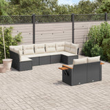 vidaXL 9-piece Loungeset with cushions poly rattan black