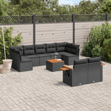 vidaXL 9-piece Loungeset with cushions poly rattan black