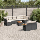 vidaXL 9-piece Loungeset with cushions poly rattan black