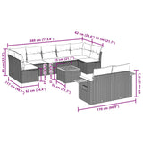 vidaXL 9-piece Loungeset with cushions poly rattan black