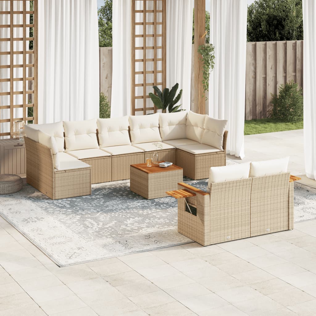 vidaXL 9-piece Loungeset with cushions poly rattan black