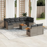 vidaXL 9-piece Loungeset with cushions poly rattan black