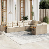 vidaXL 9-delige Loungeset met kussens poly rattan zwart