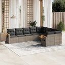 vidaXL 9-delige Loungeset met kussens poly rattan zwart