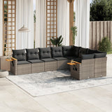 vidaXL 9-delige Loungeset met kussens poly rattan zwart