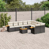 vidaXL 9-delige Loungeset met kussens poly rattan zwart