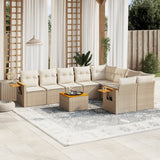 vidaXL 9-delige Loungeset met kussens poly rattan zwart