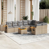 vidaXL 9-delige Loungeset met kussens poly rattan zwart