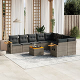 vidaXL 9-delige Loungeset met kussens poly rattan zwart