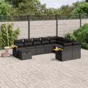 vidaXL 10-Piece Lounge Set with Cushions Poly Rattan Black