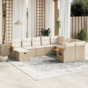 vidaXL 10-Piece Lounge Set with Cushions Poly Rattan Black