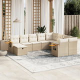 vidaXL 10-Piece Lounge Set with Cushions Poly Rattan Black