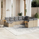 vidaXL 10-Piece Lounge Set with Cushions Poly Rattan Black