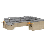 vidaXL 10-Piece Lounge Set with Cushions Poly Rattan Black