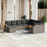 vidaXL 10-Piece Lounge Set with Cushions Poly Rattan Black