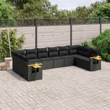 vidaXL 10-piece Lounge Set with Cushions Poly Rattan Black
