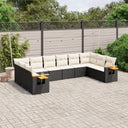 vidaXL 10-piece Lounge Set with Cushions Poly Rattan Black