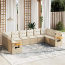 vidaXL 10-piece Lounge Set with Cushions Poly Rattan Black