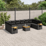 vidaXL 10-piece Lounge Set with Cushions Poly Rattan Black