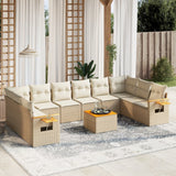 vidaXL 10-piece Lounge Set with Cushions Poly Rattan Black