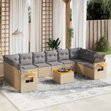 vidaXL 10-piece Lounge Set with Cushions Poly Rattan Black