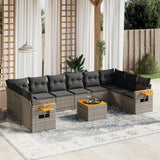 vidaXL 10-piece Lounge Set with Cushions Poly Rattan Black