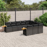 vidaXL 10-Piece Lounge Set with Cushions Poly Rattan Black