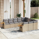 vidaXL 10-Piece Lounge Set with Cushions Poly Rattan Black