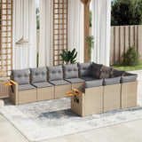 vidaXL 10-Piece Lounge Set with Cushions Poly Rattan Black
