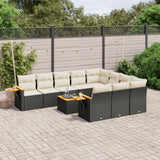 vidaXL 10-Piece Lounge Set with Cushions Poly Rattan Black