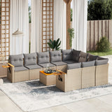 vidaXL 10-Piece Lounge Set with Cushions Poly Rattan Black