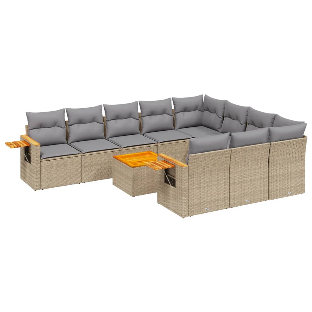 vidaXL 10-Piece Lounge Set with Cushions Poly Rattan Black