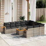 vidaXL 10-Piece Lounge Set with Cushions Poly Rattan Black