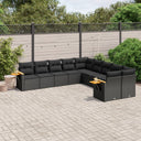 vidaXL 10-piece Lounge Set with Cushions Poly Rattan Black