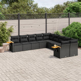 vidaXL 10-piece Lounge Set with Cushions Poly Rattan Black