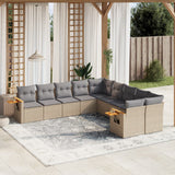 vidaXL 10-piece Lounge Set with Cushions Poly Rattan Black