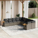 vidaXL 10-piece Lounge Set with Cushions Poly Rattan Black