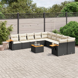 vidaXL 10-piece Lounge Set with Cushions Poly Rattan Black