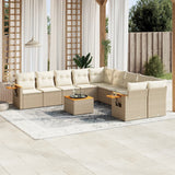 vidaXL 10-piece Lounge Set with Cushions Poly Rattan Black