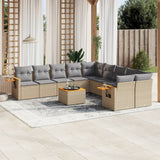 vidaXL 10-piece Lounge Set with Cushions Poly Rattan Black