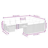 vidaXL 11-delige Loungeset met kussens poly rattan zwart