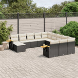 vidaXL 11-delige Loungeset met kussens poly rattan zwart