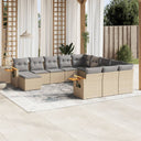 vidaXL 11-delige Loungeset met kussens poly rattan zwart